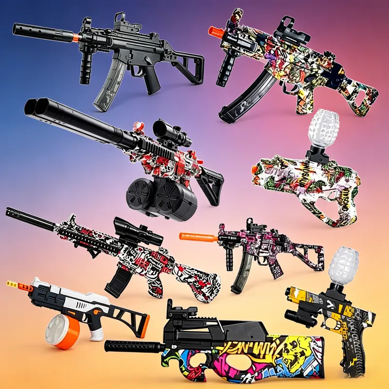 Tactical Modified Gel Blaster With Large Drum Magazine Bulk Supply