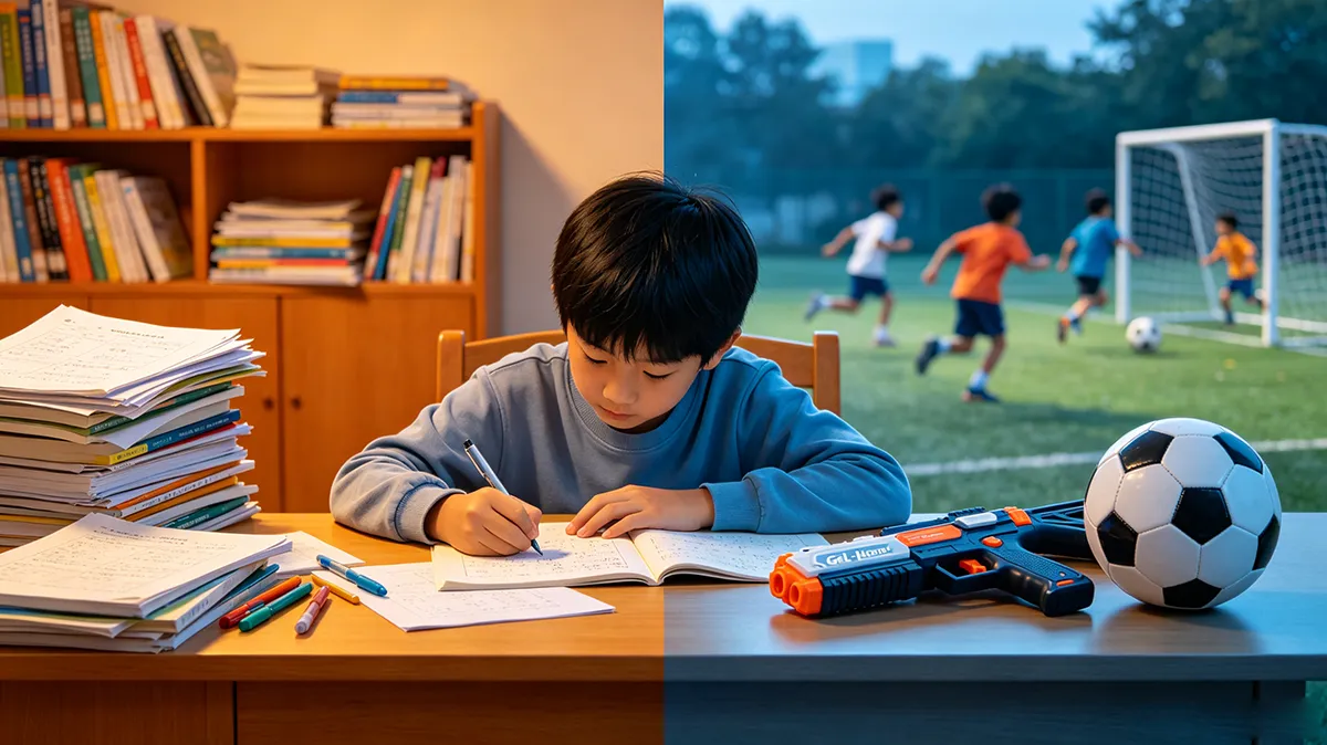 juego al aire libre con pistolas de gel y organización del estudio escolar diario para adolescentes