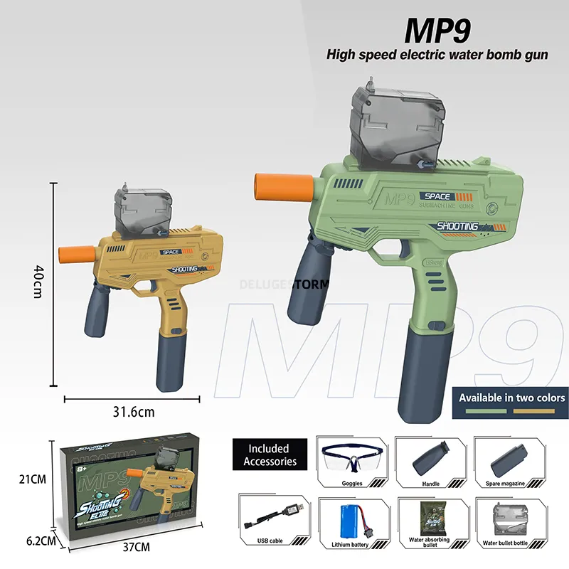 MP9 splatter ball gun retail package box design for Latin America wholesale
