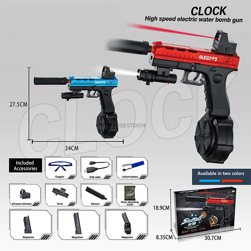 Glock splatter pistol retail color box for Peru local physical toy store supply