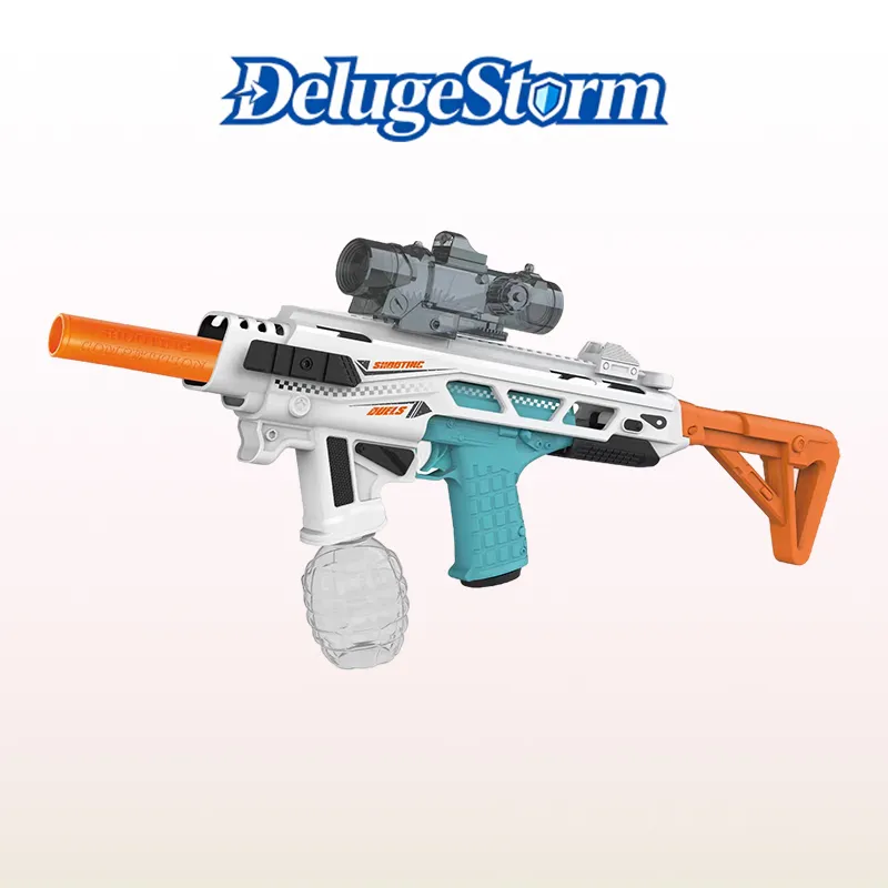 Large auto-firing splatter blaster with eco-neutral water bead ammo