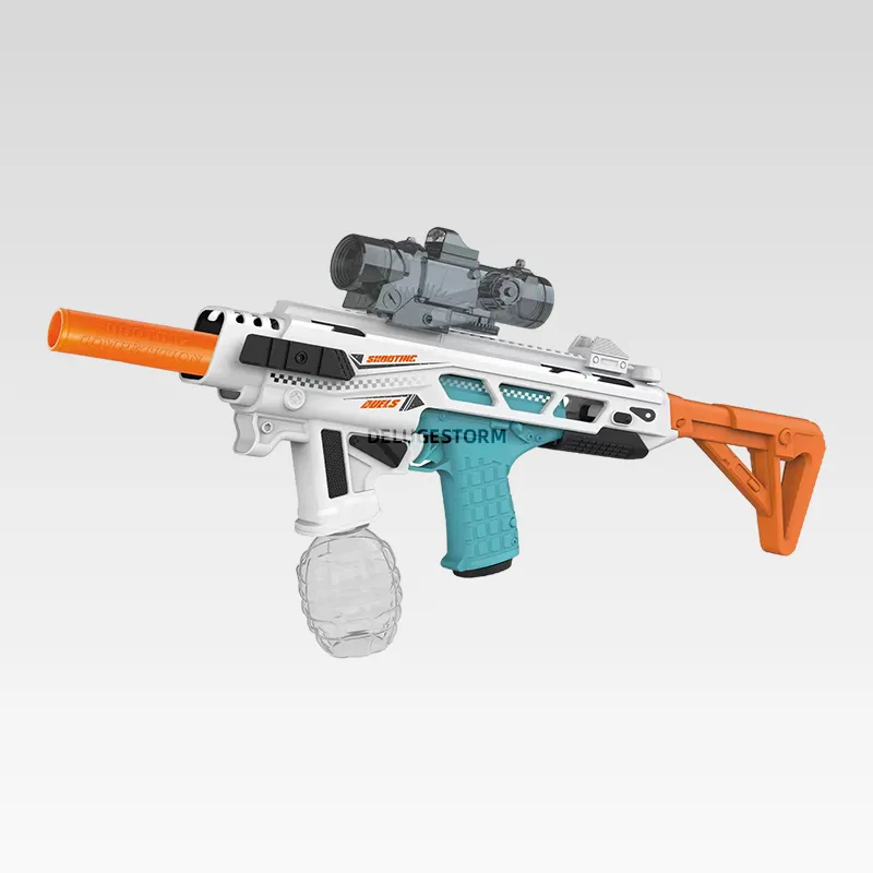 Standard matched gel ball packs for oversized triple firing submachine blaster